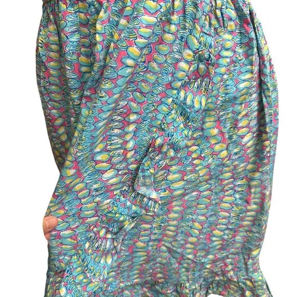 Lilly Pulitzer Kalen Multi Clam Jam Flounce Ruffle Faux Wrap Mini Dress sz M - Picture 4 of 10